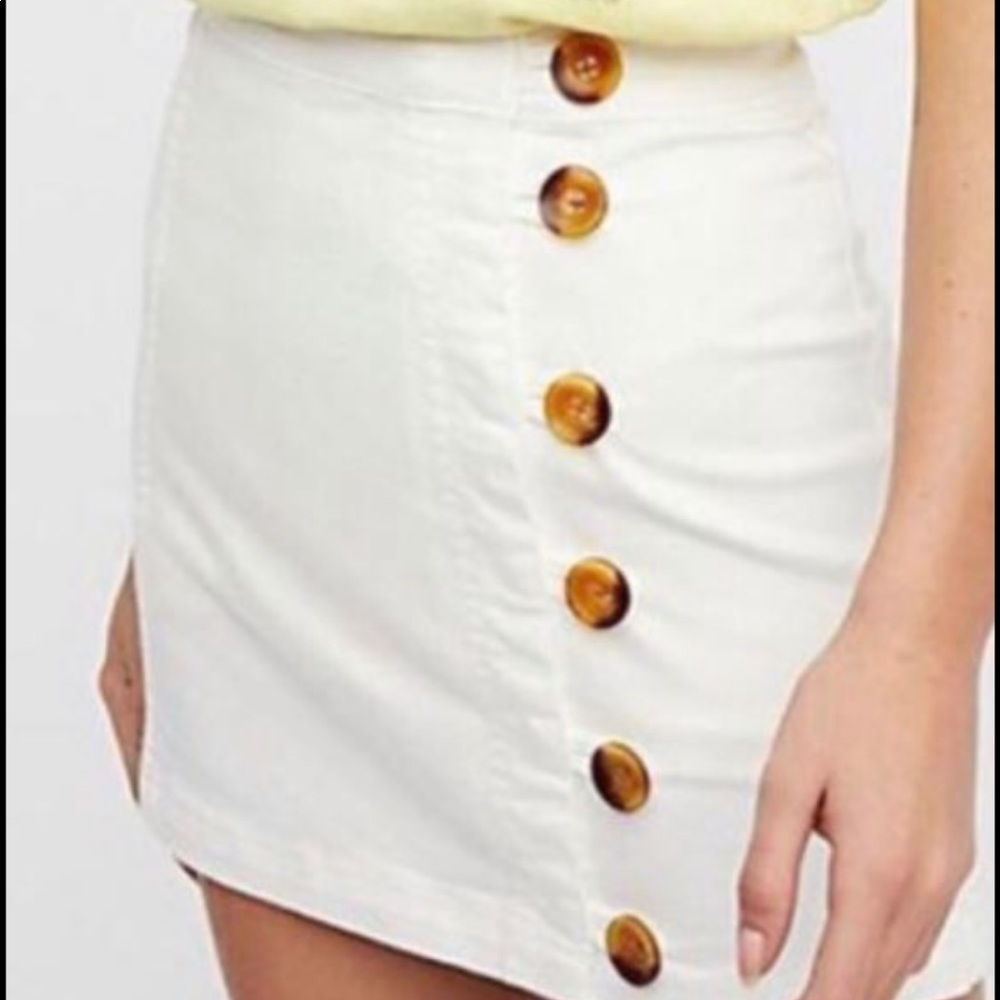 Free People White Button Down Mini Skirt